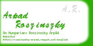 arpad roszinszky business card